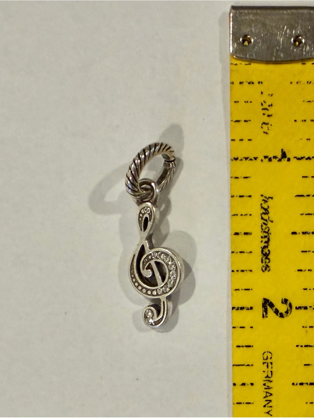 Brighton Silver Treble Clef Pendant Charm with Rhinestone Accents
